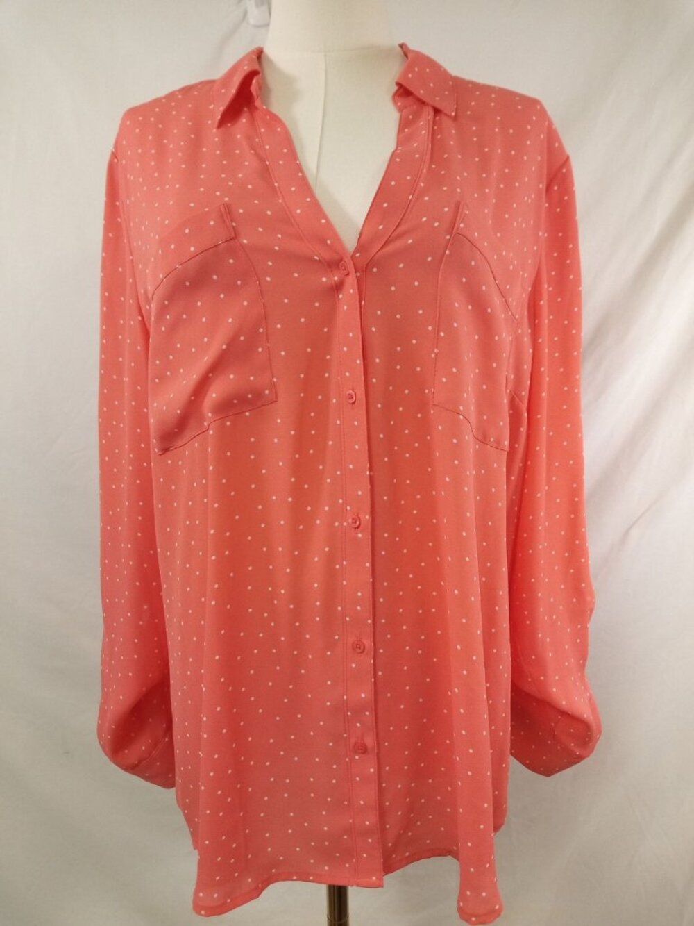 Candies Women's Salmon Pink w/White Polka Dots Size Extra Large